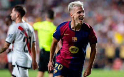 Dani Olmo revitaliza a un Barça que remonta en Vallecas y que ya es líder en solitario