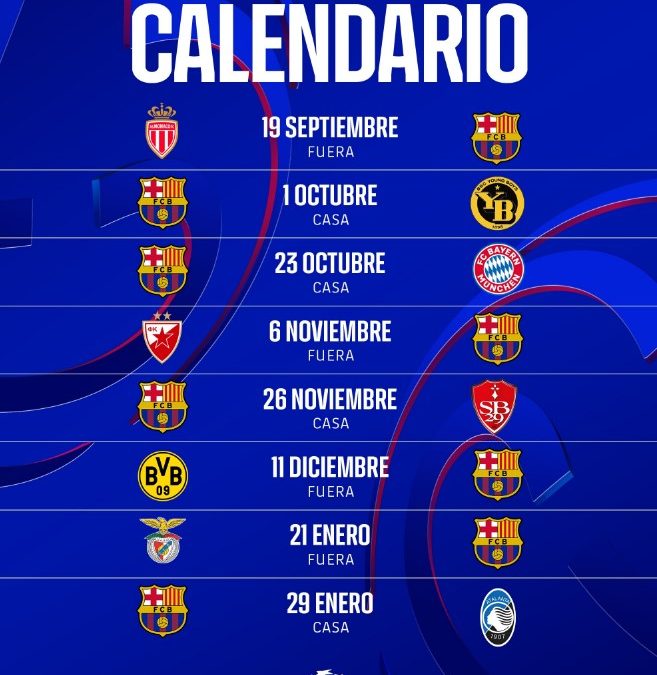 El calendario definitivo de los partidos del Barça en Champions